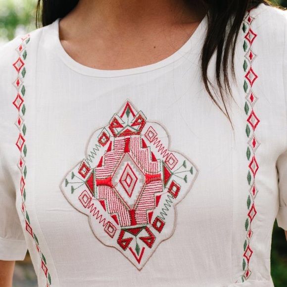 Ivory Embroidered Dress - Picture 2 of 6